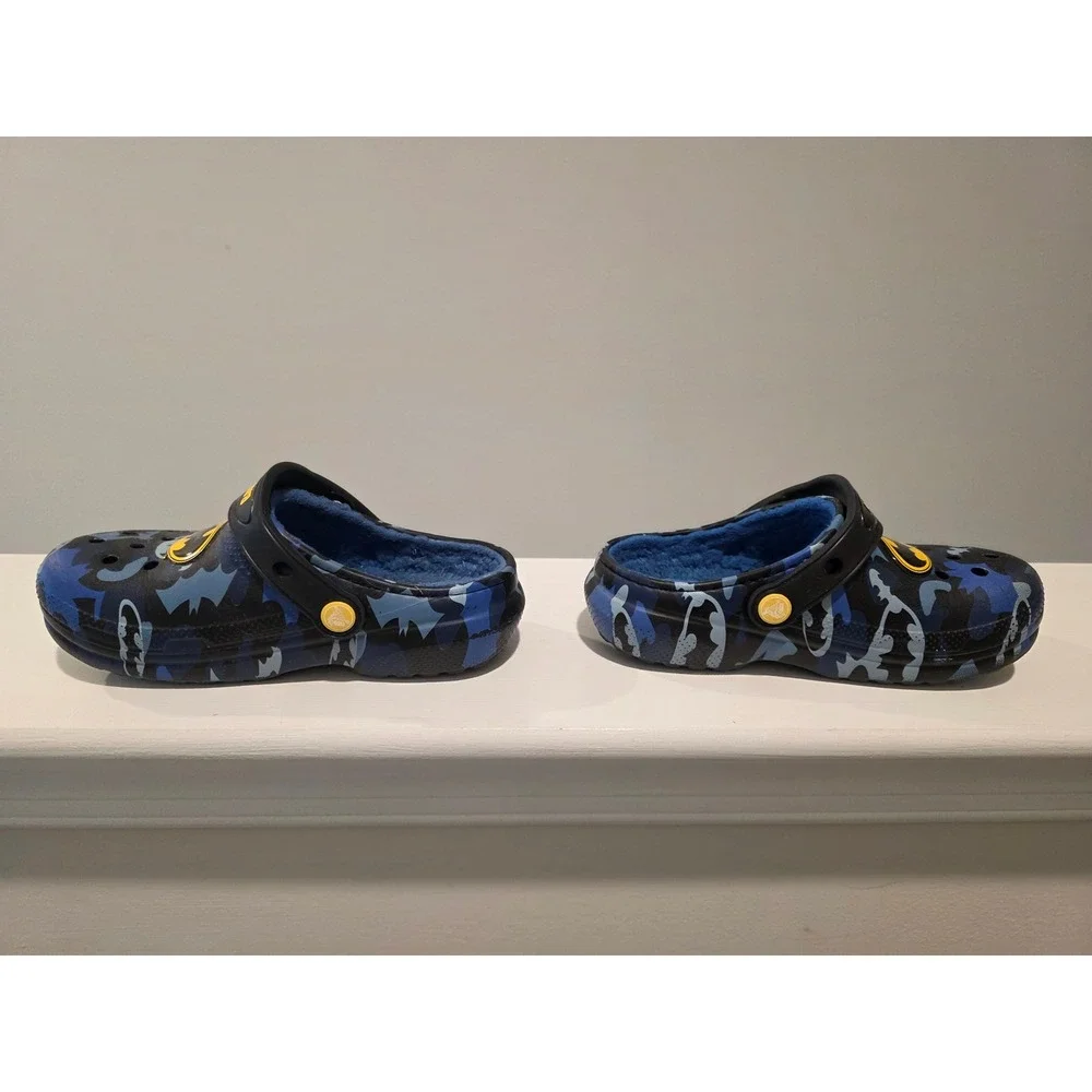 Crocs Kids Batman Camo Fleece Lined Clogs Blue Black Yellow Size C12